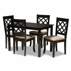 Baxton Studio Verner 5-Piece Dining Set Beige Khaki -Baxton Studio Sales unnamed file 5339
