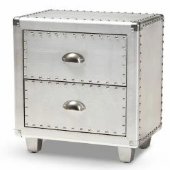 Baxton Studio Davet Silver Nightstand