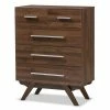 Baxton Studio Mid-Century 5-Drawer Chest Medium Brown