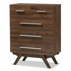 Baxton Studio Mid-Century 5-Drawer Chest Medium Brown -Baxton Studio Sales unnamed file 5367
