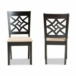 Baxton Studio Nicolette Dining Chair 2-piece Set Sand Dark Brown -Baxton Studio Sales unnamed file 5374