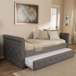 Baxton Studio Swanson Twin Day Bed & Trundle Gray
