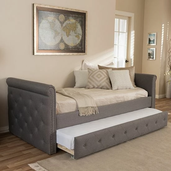 Baxton Studio Swanson Twin Day Bed & Trundle Gray 1 Baxton Studio Swanson Twin Day Bed & Trundle Gray