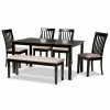 Baxton Studio Minette Dining Table, Bench & Chair 6-piece Set