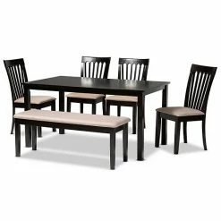 Baxton Studio Minette Dining Table, Bench & Chair 6-piece Set