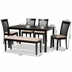Baxton Studio Minette Dining Table, Bench & Chair 6-piece Set 17 Baxton Studio Minette Dining Table, Bench & Chair 6-piece Set -Baxton Studio Sales unnamed file 5408