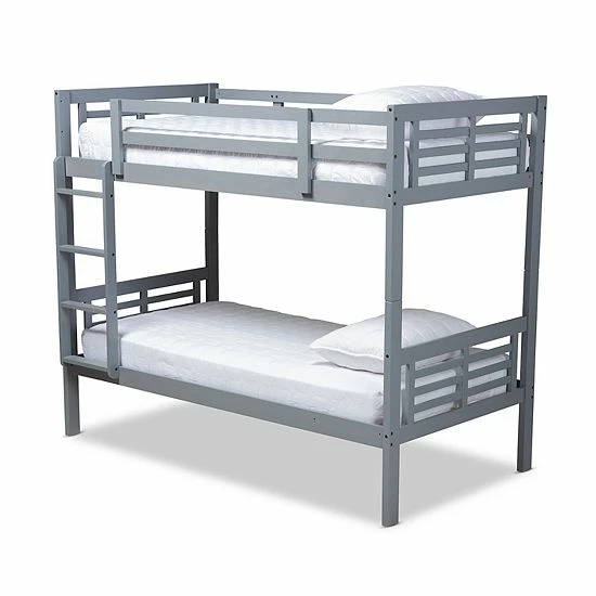 Baxton Studio Liam Twin Bunk Bed Gray 1 Baxton Studio Liam Twin Bunk Bed Gray