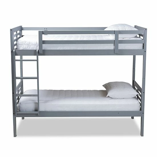 Baxton Studio Liam Twin Bunk Bed Gray 3 Baxton Studio Liam Twin Bunk Bed Gray - Image 3