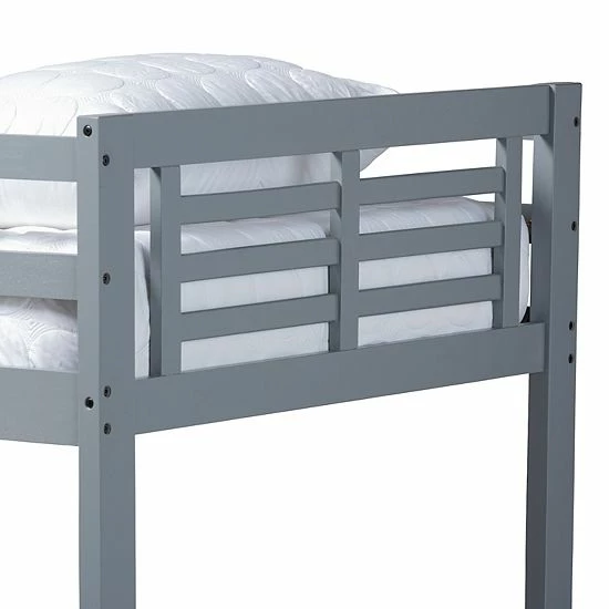 Baxton Studio Liam Twin Bunk Bed Gray 4 Baxton Studio Liam Twin Bunk Bed Gray - Image 4