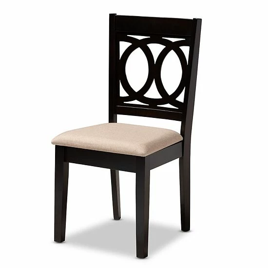 Baxton Studio Bennett Dining Table 6-piece Set Sand Dark Brown 2 Baxton Studio Bennett Dining Table 6-piece Set Sand Dark Brown - Image 2