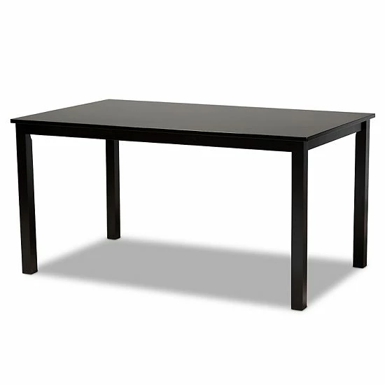 Baxton Studio Bennett Dining Table 6-piece Set Sand Dark Brown 4 Baxton Studio Bennett Dining Table 6-piece Set Sand Dark Brown - Image 4