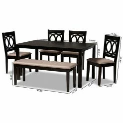 Baxton Studio Bennett Dining Table 6-piece Set Sand Dark Brown 16 Baxton Studio Bennett Dining Table 6-piece Set Sand Dark Brown -Baxton Studio Sales unnamed file 5519