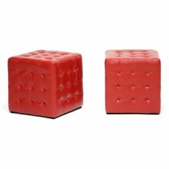 Baxton Studio 2-piece Siskal Cube Ottoman Set