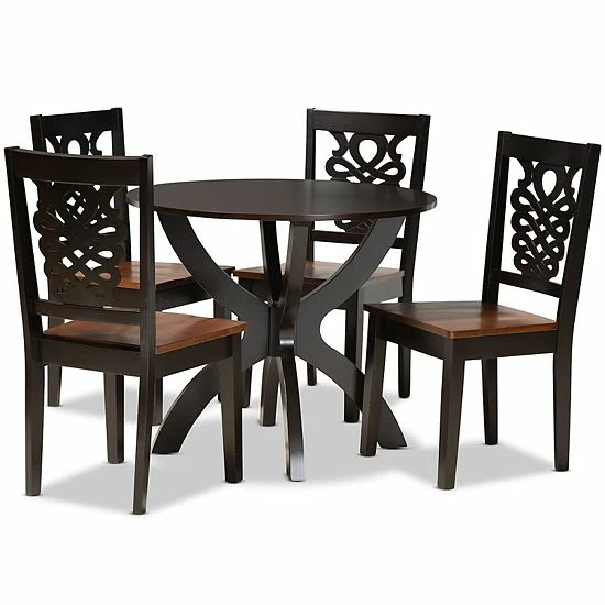 Baxton Studio Wanda Dining 5-piece Set Dark Brown Walnut 11 Baxton Studio Wanda Dining 5-piece Set Dark Brown Walnut - Image 11