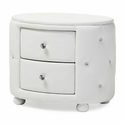 Baxton Studio Davina Holly Glamour Oval Nightstand White -Baxton Studio Sales unnamed file 559