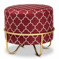 Baxton Studio Candice Ottoman Green