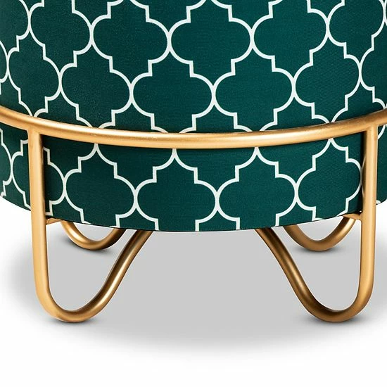 Baxton Studio Candice Ottoman Green 2 Baxton Studio Candice Ottoman Green - Image 2