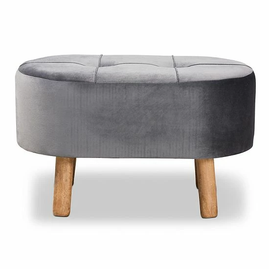 Baxton Studio Simone Mid-Century Ottoman 6 Baxton Studio Simone Mid-Century Ottoman - Image 6