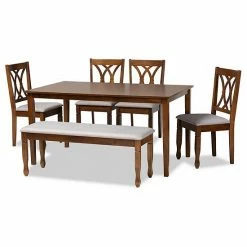 Baxton Studio Reneau Dining Table & Chair 6-piece Set