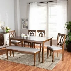 Baxton Studio Reneau Dining Table & Chair 6-piece Set -Baxton Studio Sales unnamed file 5674