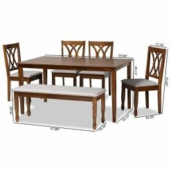 Baxton Studio Reneau Dining Table & Chair 6-piece Set -Baxton Studio Sales unnamed file 5675