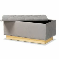Baxton Studio Powell Tufted Storage Ottoman Navy Blue Gold -Baxton Studio Sales unnamed file 5686