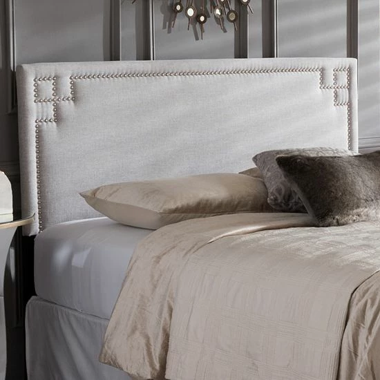 Baxton Studio Geneva Upholstered Headboard Dark Gray 4 Baxton Studio Geneva Upholstered Headboard Dark Gray - Image 4