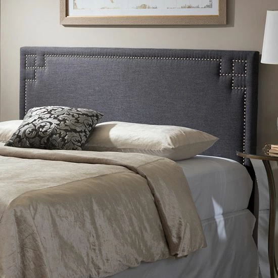 Baxton Studio Geneva Upholstered Headboard Dark Gray 5 Baxton Studio Geneva Upholstered Headboard Dark Gray - Image 5