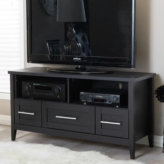 Baxton Studio Espresso 3-Drawer TV Stand 1 Baxton Studio Espresso 3-Drawer TV Stand