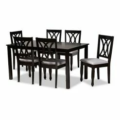 Baxton Studio Reneau Dining Table & Chair 7-piece Set Gray Espresso -Baxton Studio Sales unnamed file 5731