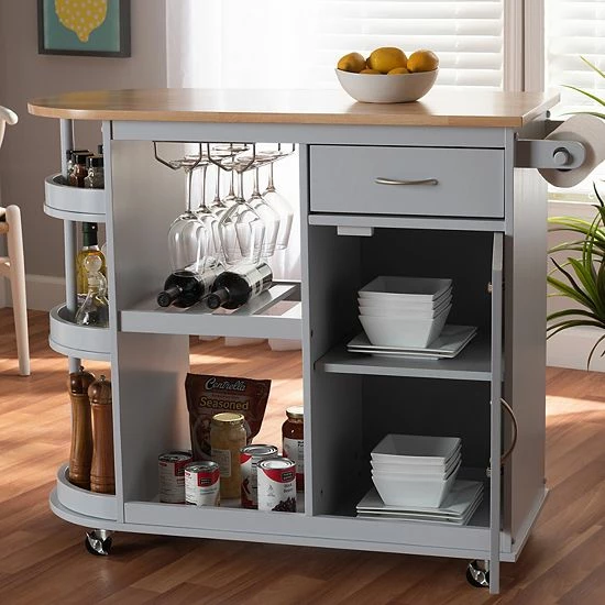 Baxton Studio Donnie Kitchen Bar Cart 4 Baxton Studio Donnie Kitchen Bar Cart - Image 4