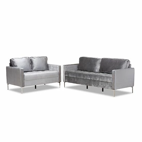 Baxton Studio Clara Couch & Loveseat 2-piece Set 1 Baxton Studio Clara Couch & Loveseat 2-piece Set