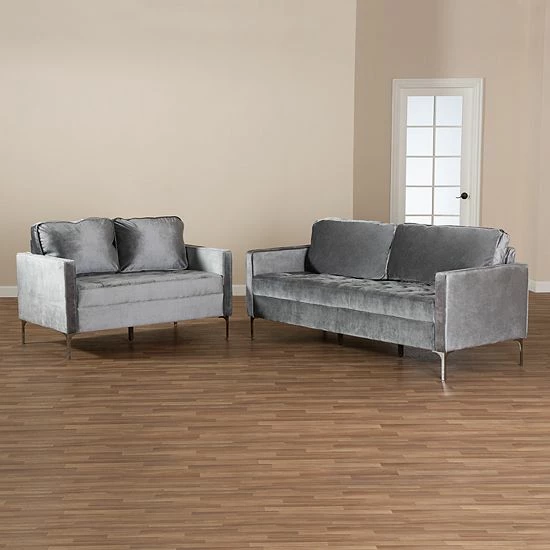 Baxton Studio Clara Couch & Loveseat 2-piece Set 2 Baxton Studio Clara Couch & Loveseat 2-piece Set - Image 2