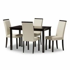 Baxton Studio Modern Cream Chair & Table Dining 5-piece Set