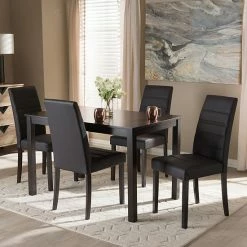 Baxton Studio Modern Espresso Textured Upholstered Chair & Table Dining 5-piece Set -Baxton Studio Sales unnamed file 5822