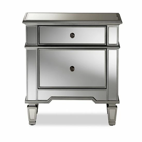 Baxton Studio Sussie Mirrored Nightstand 2 Baxton Studio Sussie Mirrored Nightstand - Image 2