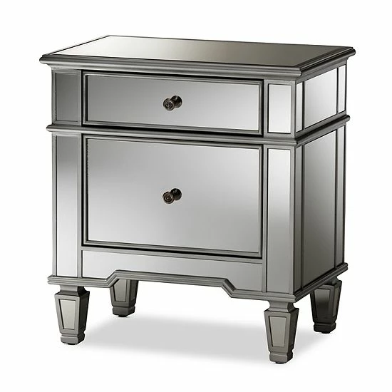 Baxton Studio Sussie Mirrored Nightstand 3 Baxton Studio Sussie Mirrored Nightstand - Image 3