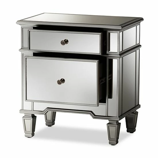 Baxton Studio Sussie Mirrored Nightstand 4 Baxton Studio Sussie Mirrored Nightstand - Image 4