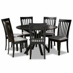 Baxton Studio Lore Dining Table & Chair 7-piece Set Gray Dark Brown 7 Baxton Studio Lore Dining Table & Chair 7-piece Set Gray Dark Brown -Baxton Studio Sales unnamed file 5876
