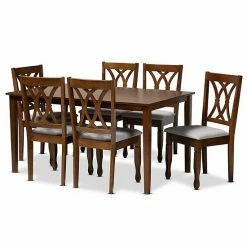 Baxton Studio Augustine Dining Table & Chair 7-piece Set