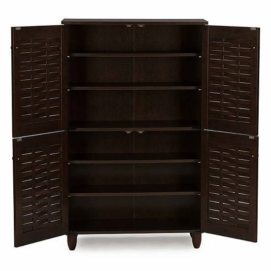 Baxton Studio Winda Window Pane Tall Storage Cabinet 2 Baxton Studio Winda Window Pane Tall Storage Cabinet - Image 2