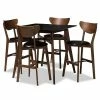 Baxton Studio Mid-Century Black Stool & Table Pub 5-piece Set
