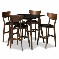 Baxton Studio Mid-Century Black Stool & Table Pub 5-piece Set