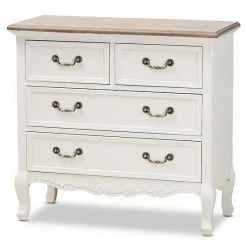 Baxton Studio Amalie White 4-Drawer Storage Cabinet