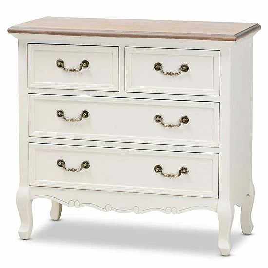 Baxton Studio Amalie White 4-Drawer Storage Cabinet 1 Baxton Studio Amalie White 4-Drawer Storage Cabinet
