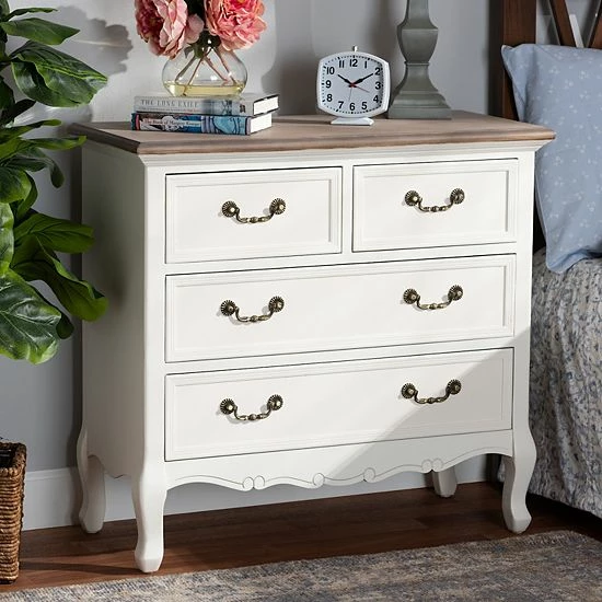Baxton Studio Amalie White 4-Drawer Storage Cabinet 2 Baxton Studio Amalie White 4-Drawer Storage Cabinet - Image 2