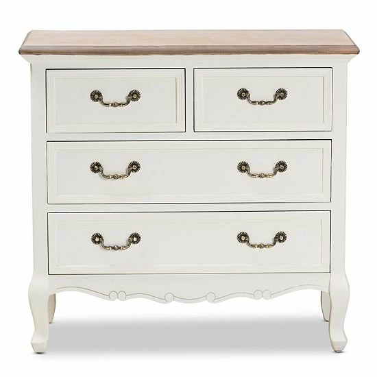 Baxton Studio Amalie White 4-Drawer Storage Cabinet 4 Baxton Studio Amalie White 4-Drawer Storage Cabinet - Image 4