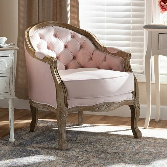 Baxton Studio Genevieve Light Pink Chair 2 Baxton Studio Genevieve Light Pink Chair - Image 2