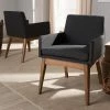 Baxton Studio Mid-Century Arm Dining Chair 2-piece Set Dark Gray