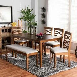 Baxton Studio Lanier Dining Table & Chair 6-piece Set -Baxton Studio Sales unnamed file 6086